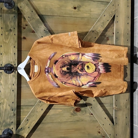 1999 TEE TRIBAL VTG LAKE TAHOE MOUNTAIN TIE DYE BEAR NATIVE AMERICAN FEATHER - Picture 1 of 6